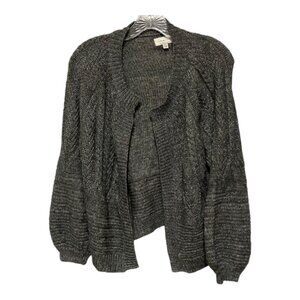 Lucky Brand Small Grey Textured Bubble Sleeve Open Front Cardigan NWT